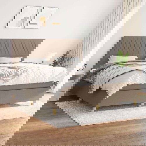  Box spring postelja z vzmetnico taupe 160x200 cm blago, (20892581) Cene