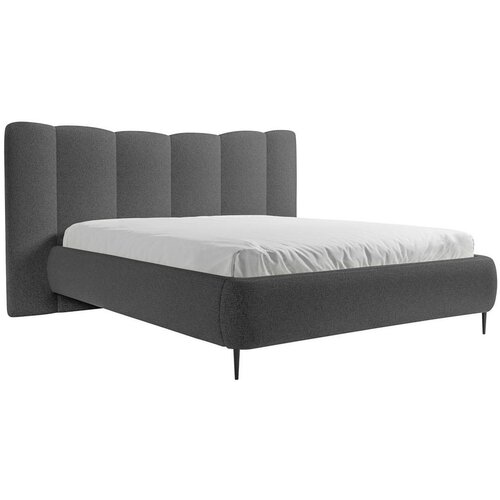 MID.YOU OBLAZINJENA POSTELJA 180 cm x 200 cm , les, tekstil, leseni material antracit Slike