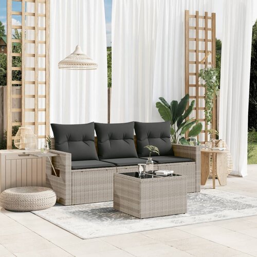 vidaXL 4-dijelni set vrtnih sofa s jastucima svijetlosivi poliratan Cijene