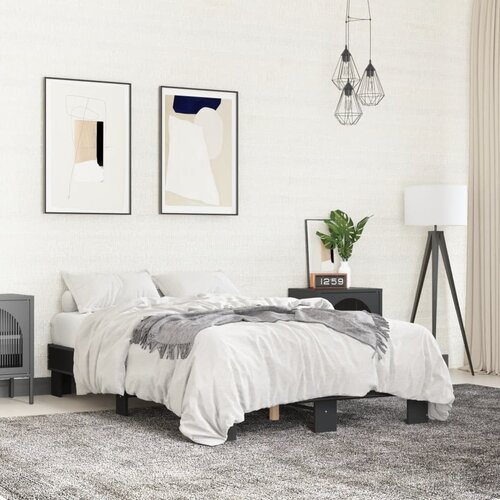 VidaXL Okvir kreveta crni 140 x 200 cm od konstruiranog drva i metala Slike