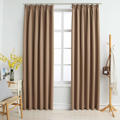 vidaXL Zatemnitvene zavese z obe&scaron;ali 2 kosa taupe 140x225 cm, (20768207) Cene