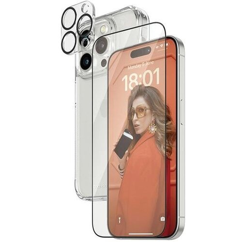 PanzerGlass ZESTAW BUNDLE 3IN1 ETUI PRZEZROCZYSTE + FOLIA + OSŁONA APARATU DO IPHONE 15 PRO MAX, (21356607) Slike