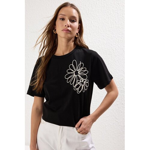 TRENDYOLMILLA Ženska majica TWOSS25TS00028, Crna Cene