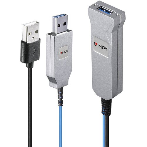 Lindy USB kabel USB 3.2 gen. 1 (USB 3.0) USB-A vtič\, USB-A vtič\, USB-A vtičnica 30.00 m modra\, srebrna 43345, (20561867) Cene