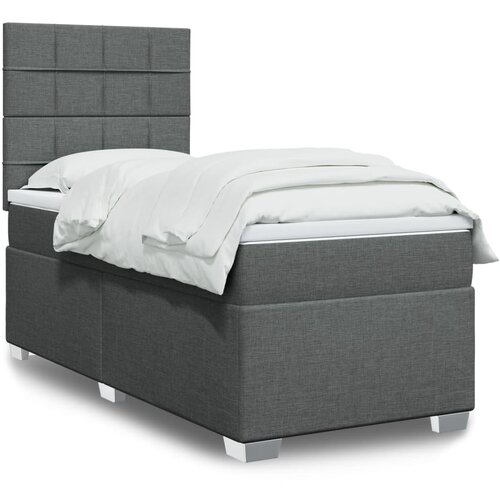 vidaXL Box spring postelja z vzmetnico temno siva 80x200 cm blago Cene