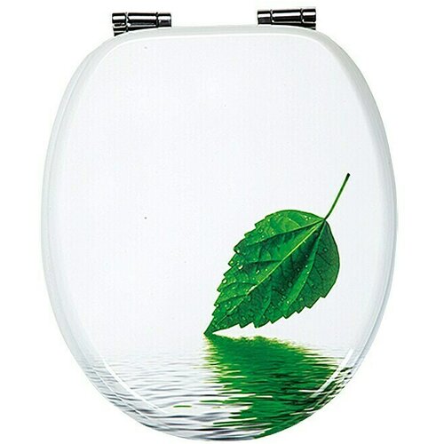 Poseidon WC daska Leaf (Samospu&amp;scaron;tajuća, MDF, Može se skinuti, Bijelo-zelene boje) Slike