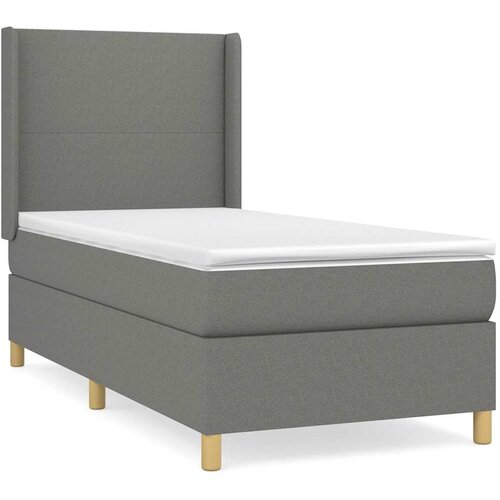  Krevet s oprugama i madracem tamnosivi 100 x 200 cm od tkanine Slike