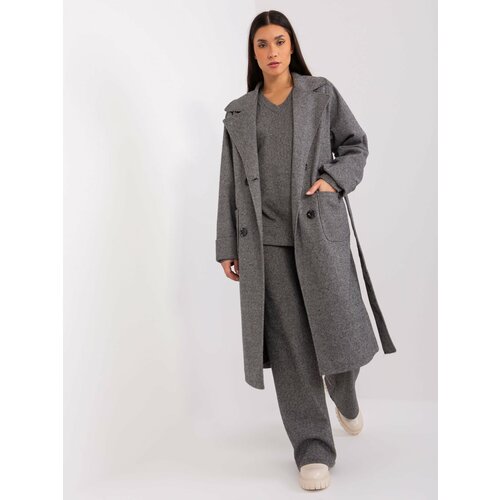 Fashion Hunters Dark grey long coat with pockets Slike