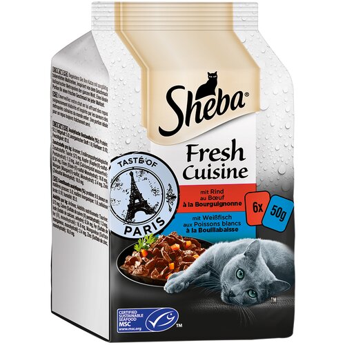 Sheba Varčno pakiranje Fresh Cuisine Taste of Paris (MSC) 36 x 50 g - Govedina &amp;amp; bela riba Slike