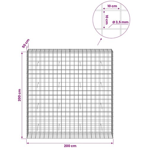  Gabion s žicom debljine 3,5 mm i mrežom 10x10 cm 200x50x200 cm Slike