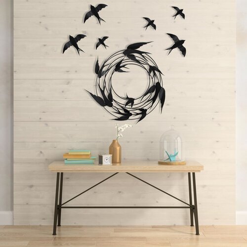 Wallity Zidna dekoracija Migracija-2, 79x8x79 cm, Crna Cijene