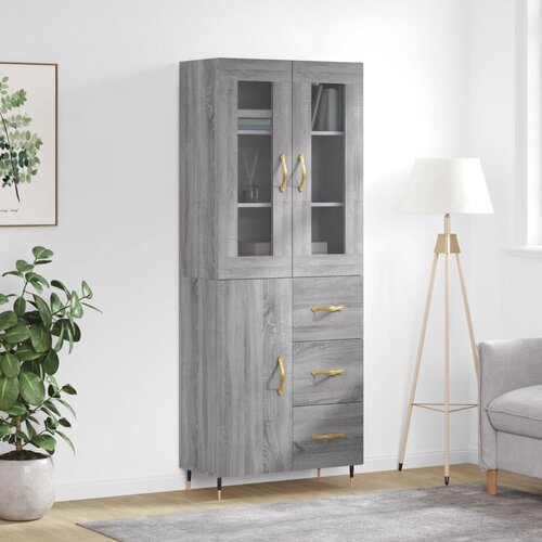 The Living Store Visoka komoda siva sonoma 69,5x34x180 cm inženirski les - Visoka Omara, (21430707) Slike