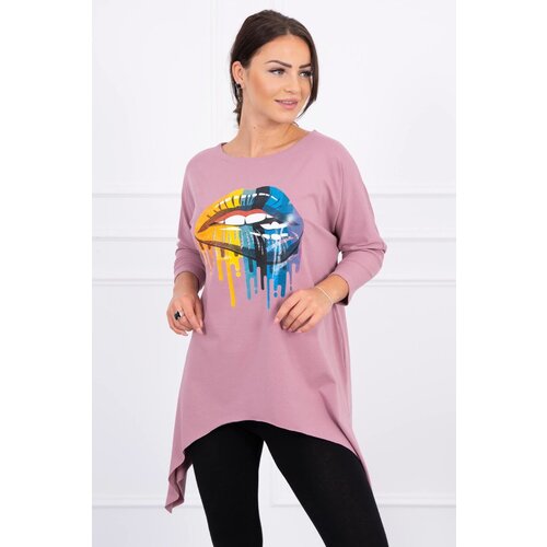 Kesi Oversize blouse with rainbow lip print navy pink Cijene