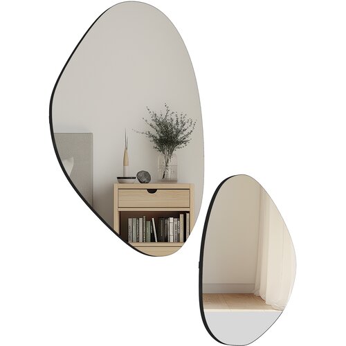 HOMCOM stensko ogledalo steklo, MDF 70D x 46&Scaron; x 2,5V cm črno, (5000242303) Cene