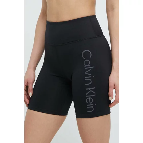 Calvin Klein Kratke hlače za trening boja: crna, s tiskom, visoki struk