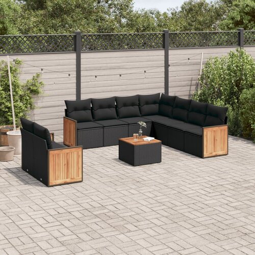 vidaXL 10-dijelni set vrtnih sofa s jastucima crni od poliratana Cijene