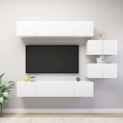  6-dijelni set TV ormarića bijeli od iverice Slike