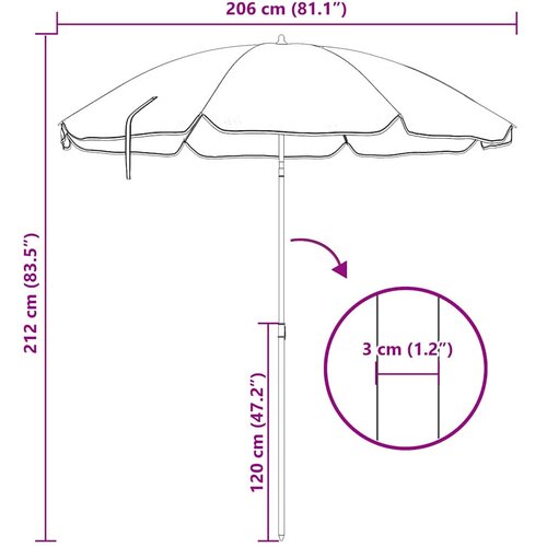  Suncobran za plažu Plava i bijela 206 x 206 x 212 cm Slike