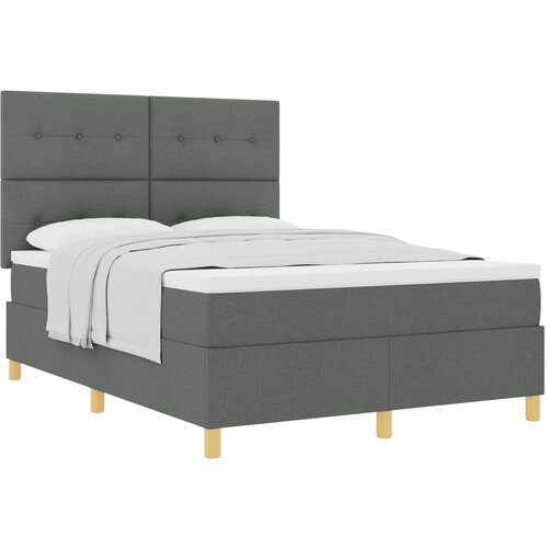 VidaXL Kraljevski krevet s madracem tamno sivi 140x200 cm tkanina Slike