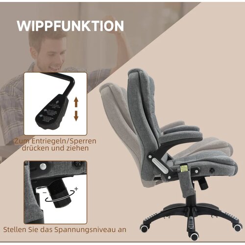  Ergonomska uredska masažna stolica s funkcijom grijanja tamno siva 68 x 72 x 110-120 cm Slike