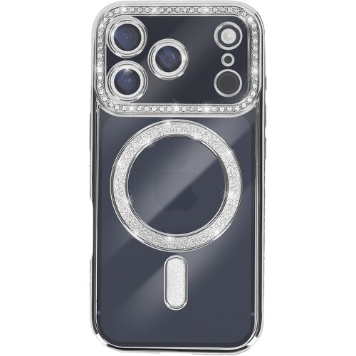 AVIZAR Ovitek za iPhone 17 Pro, združljiv z MagSafe, z okrasnim obrisom iz strasa, Srebrna, (5000189876) Cene