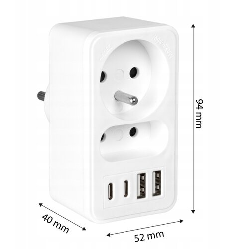  Produžni razvodnik 2x utičnica + 2x USB-C + 2x USB-A Slike