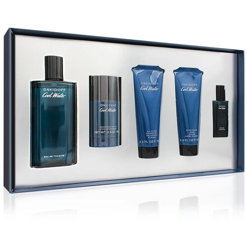 Davidoff Cool Water poklon set (toaletna voda 125 ml + dezodorans 70 g + gel za tu&amp;scaron;iranje 75 ml + balzam nakon brijanja 75 ml + toaletna voda 15 ml) Slike