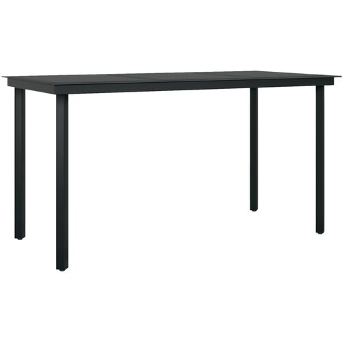 Maison Chic Vrtna miza - Vrtna jedilna miza črna 140x70x74 cm jeklo in steklo, (21715416) Cene
