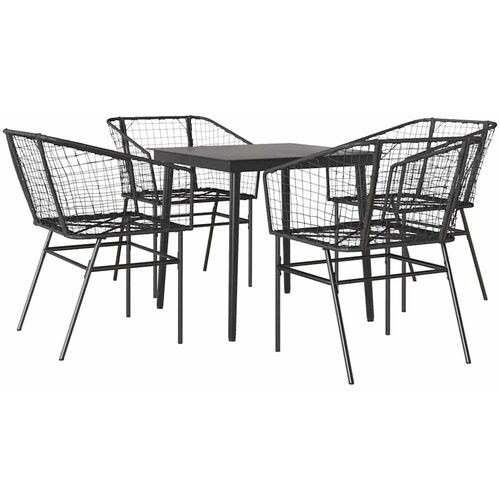 vidaXL Vrtni blagovaonski set od 5 dijelova crni poliratan staklo - Crna 80 x 80 x 74 cm 4 Cene