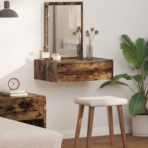 vidaXL Dimljeni hrast Konstruirano drvo 60 x 40 x 70 cm Ogledalo Cijene