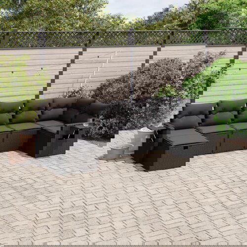 VidaXL 7-dijelni set vrtnih sofa od poliratana s jastucima crni Slike