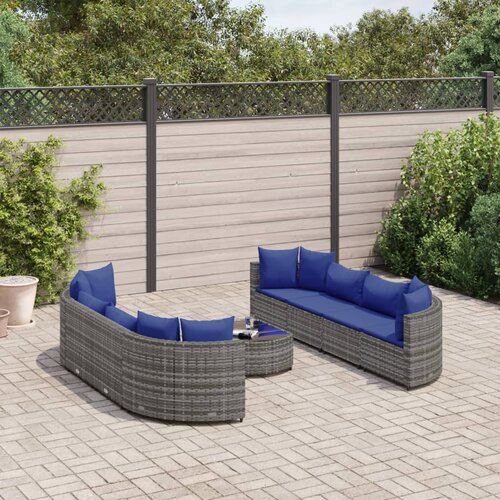 vidaXL 9-dijelni set vrtnih sofa od poliratana s jastucima sivi Cijene