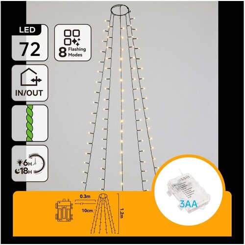 Aigostar LED spolja&amp;scaron;nji božićni lanac 72xLED/8 funkcija 3xAA 1,2m IP44 topla bela Slike