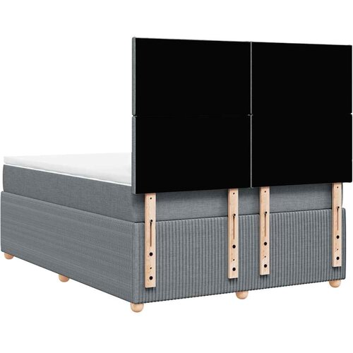  Krevet s oprugama i madracem svjetlosivi 140x190 cm od tkanine Slike