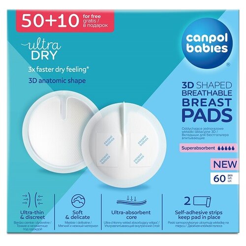 Canpol Babies tuferi za grudi 3D ultra upijajući beli, 50+10 komada Cene