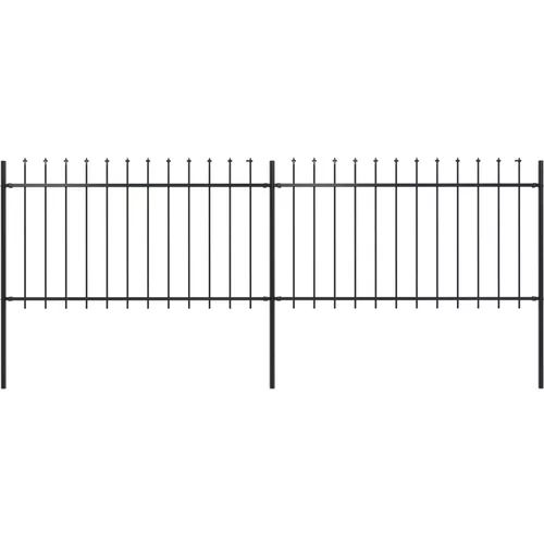 vidaXL Vrtna ograja s koničastimi vrhovi jeklo 3,4x1 m črna