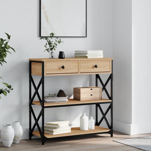  The Living Store Konzolna mizica sonoma hrast 75x28x75 cm inženirski les - Konzolna Mizica, (21442050) Slike
