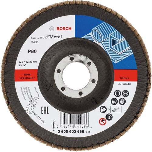 Bosch lamelni brusni disk X431, Standard for Metal 125 mm, 22,23 mm, 80 - 2608603658 Cene