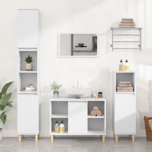 The Living Store Omarica za umivalnik bela 80x33x60 cm inženirski les - Omarica Za Umivalnik, (21436584) Cene