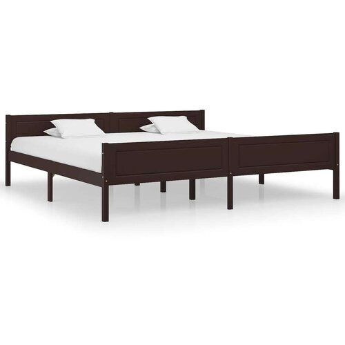  Posteljni okvir trdna borovina temno rjav 200x200 cm Cene