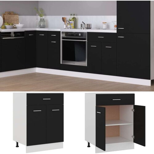 VidaXL Spodnja omarica s predalom črna 60x46x81,5 cm iverna plo&amp;scaron;ča, (20622959) Slike