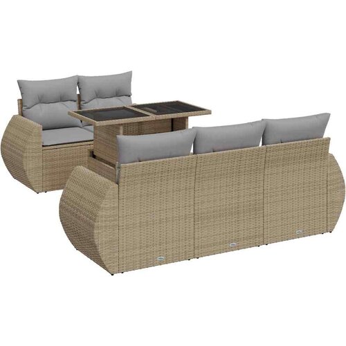 VidaXL 6-dijelni set vrtnih sofa s jastucima bež od poliratana Slike