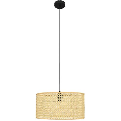  Luster na sajli ALBA 1xE27/15W/230V, prečnik 40 cm, ratan/crna Cene