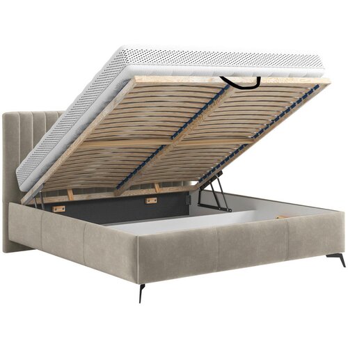 Hom`in OBLAZINJENA POSTELJA 140 cm x 200 cm , tekstil krem barve Slike