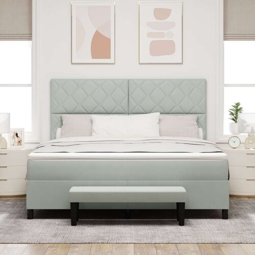 Box Spring Krevet s Madracem i Klupicom Svjetlosiva 180x200 cm Bar&amp;scaron;un Slike