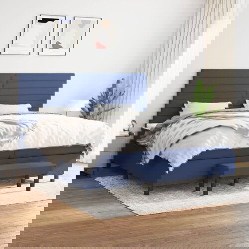  The Living Store Box spring postelja z vzmetnico moder 200x200 cm blago - Box Spring Postelja, (21457914) Slike