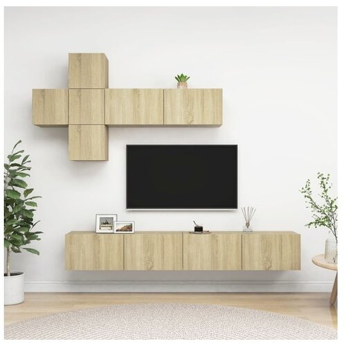  7-dijelni set TV ormarića boja hrasta sonome od iverice Cijene