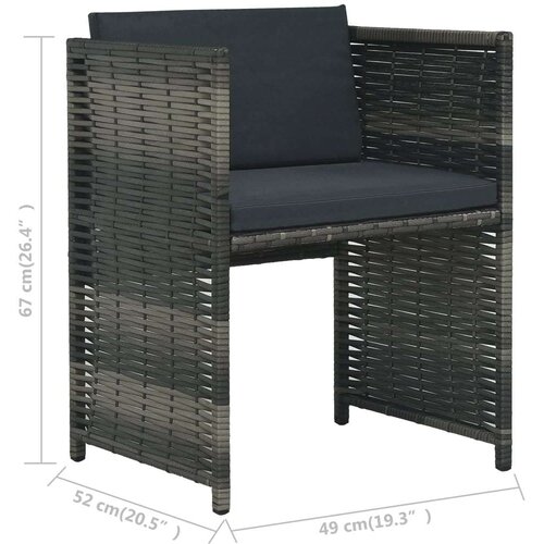 Poli 3-dijelni bistro set od poliratana s jastucima sivi Slike