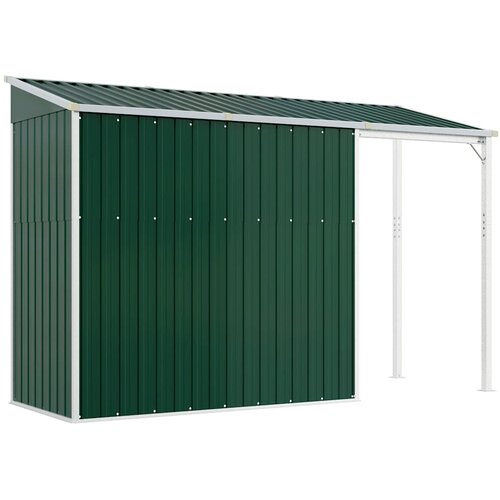  Vrtna kućica s produženim krovom zelena 277x107x181 cm čelik Slike