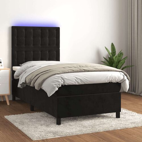  Box spring postelja z vzmetnico LED črna 100x200 cm žamet, (20790595) Slike